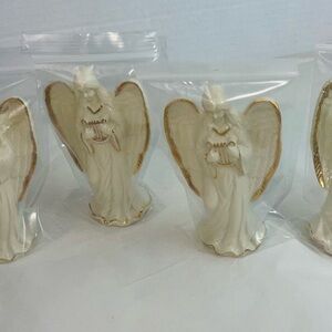 Elegant Gold and Cream Angel Figurines - Set of 4